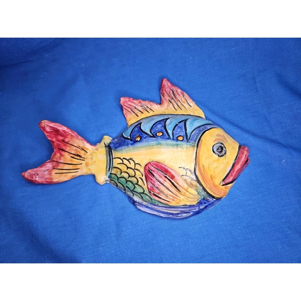 Vietri‎ Italian Pottery Fish Sculpture Wall Art 12" GVM Solimene Coastal Vintage